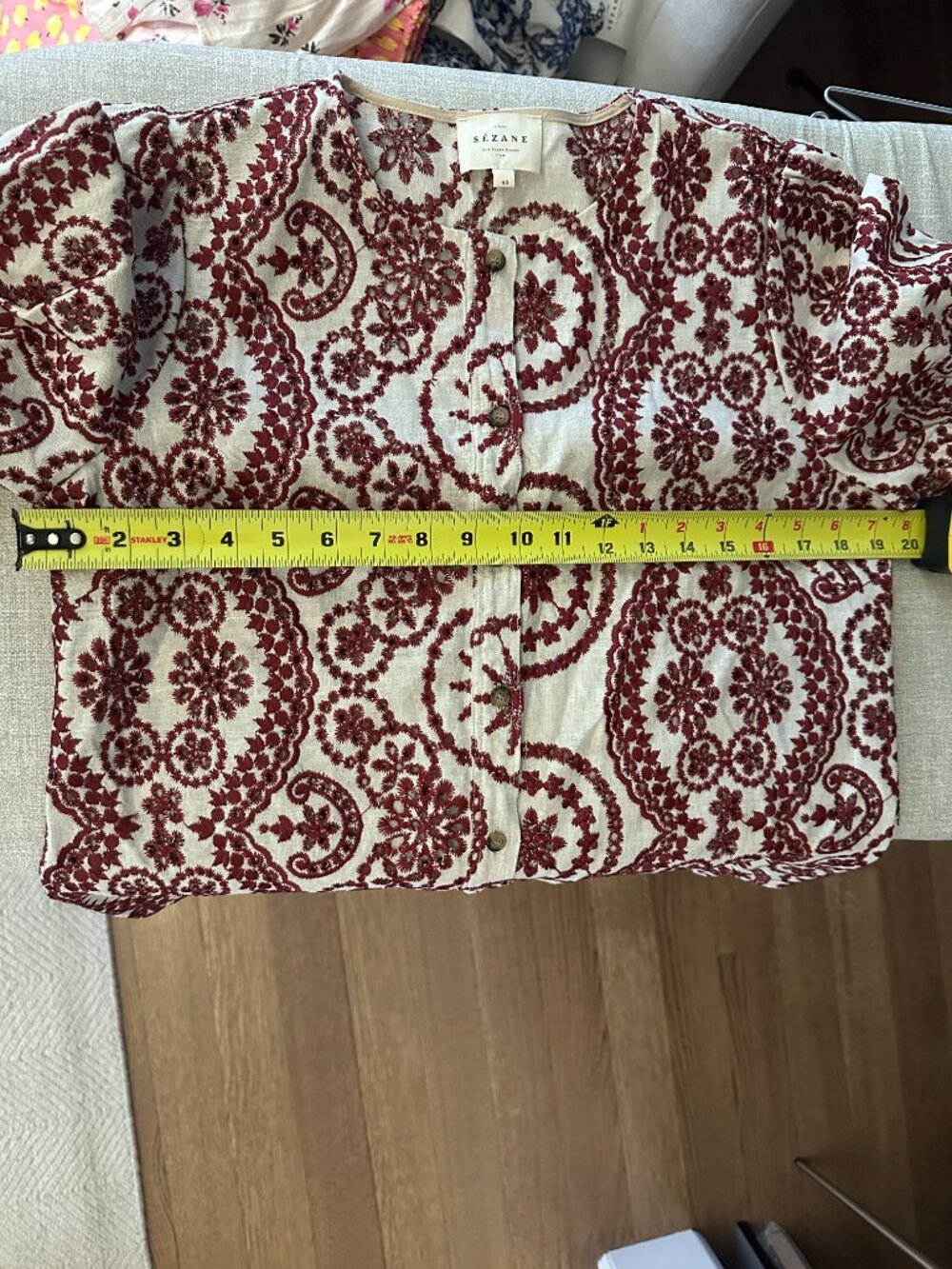 Sézane Lula shirt in Ecru burgundy, size 40 ~ NWOT! - Picture 9 of 10